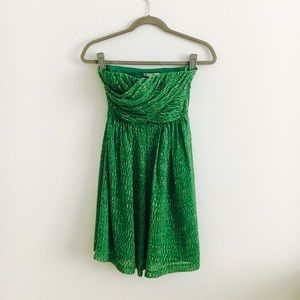 Madewell strapless Kelly green dot dress 0